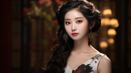 Fototapeta premium chinese asian hair model