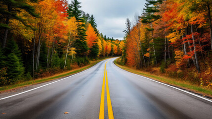 Fototapeta premium road in autumn forest