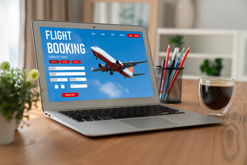 Online flight booking website provide modish reservation system . Travel technology concept .