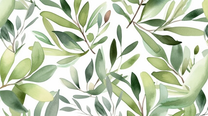 Fototapeta na wymiar Olive tree leaves on white background. AI Generated