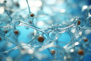 Innovative tinted backdrop exhibiting a glass molecule representation. Stylish abstract setting with molecular formations.