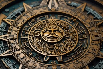 Fototapeta na wymiar Aztec calendar. Astrological symbol of the Zodiac, Native Americans Concept . Aztec