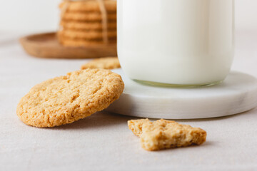 Oatmeal cookies on a wooden plate