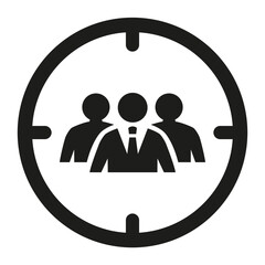 Target with audience icon on white background.