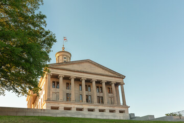 Tennessee state capitol with a blue sky with copy space