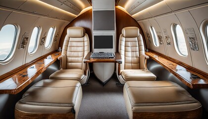  Luxurious interior of a private jet, Premium Business Class