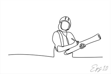 continuous line vector illustration design of a female architect