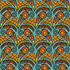 Seamless multicolor pattern of abstract elements