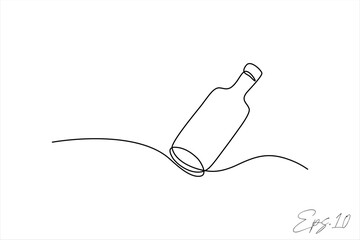 continuous line vector illustration design of glass bottle