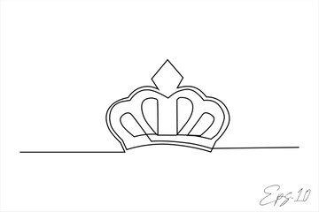 continuous line vector illustration design of crown