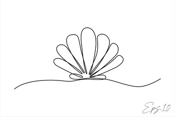 continuous line vector illustration design of seashell - obrazy, fototapety, plakaty