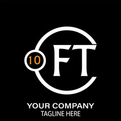 Ft Letter Logo design. black background.