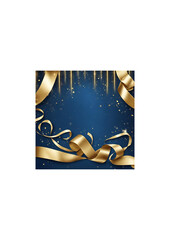 Abstract gold ribbon on blue background 