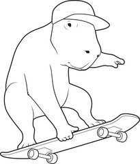 Capybara Skater Skateboard Sports Animal Vector Graphic Art Illustration