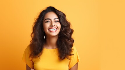 Happy Indian Woman  Advertising Image Cloth Store Advertisement Bright Background generative ai