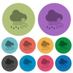 Windy and rainy weather color darker flat icons
