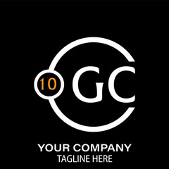 Gc Letter Logo design. black background.