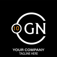 Gn Letter Logo design. black background.