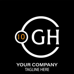 Gh Letter Logo design. black background.