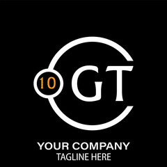 Gt Letter Logo design. black background.