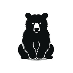 Black bear silhouette isolated on white background, vector 