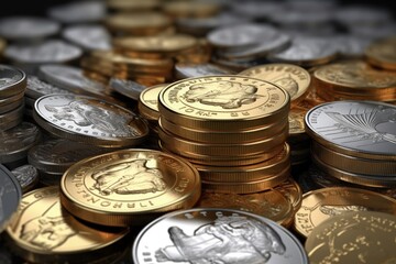 gold bullion and silver coins 