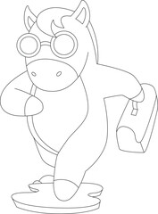 Horse Business woman Briefcase Animal Vector Graphic Art Illustration