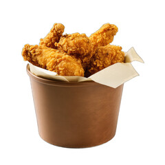 Fried Chicken Bucket. Isolated on a Transparent Background. Cutout PNG.