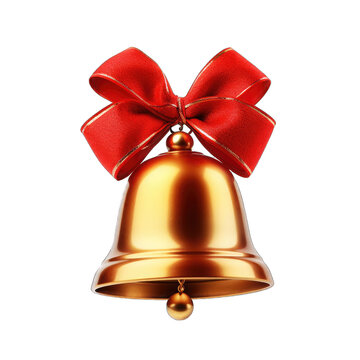 Festive Christmas Bell. Isolated on a Transparent Background. Cutout PNG.
