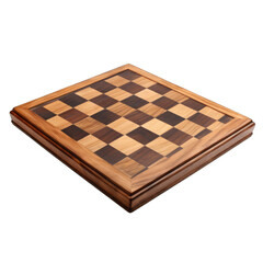 Handcrafted Wooden Chessboard. Isolated on a Transparent Background. Cutout PNG.