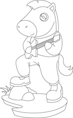 Horse Musician Guitar Music Animal Vector Graphic Art Illustration
