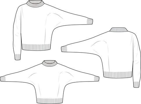 white sweater fashion design, front, back, side view clip art preview