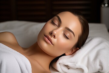 Obraz na płótnie Canvas Facial Treatment. Beauty Face Care for Women Over 30 - Gas-Liquid Procedure, Skin Care Concept