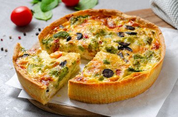 Quiche with Vegetables, Homemade Open Pie, Savory Tart