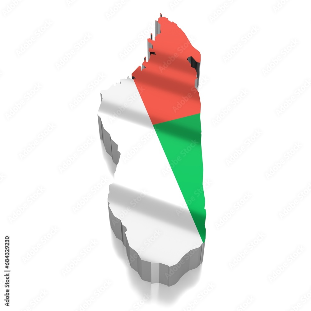 Sticker madagascar - country borders and flag - 3d illustration