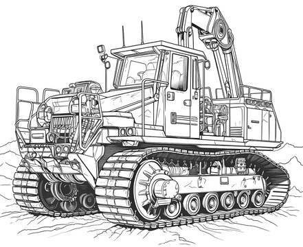 Coloring book for children, illustration of a tractor close-up.