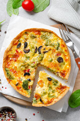Quiche with Vegetables, Homemade Open Pie, Savory Tart