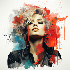 Abstract watercolor portrait of a young woman © aviavlad