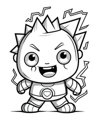 Coloring book for children little robotic monsters.