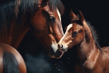 Two horses standing side by side. This image can be used to depict companionship, teamwork, or the beauty of nature.