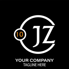 Jz Letter Logo design. black background.