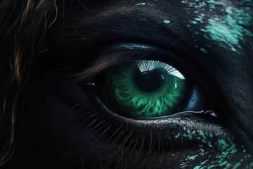 A detailed close up of a horse's green eye. Perfect for animal lovers and equine enthusiasts. - obrazy, fototapety, plakaty