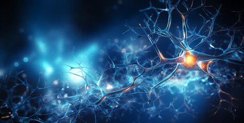 Naklejka na ściany i meble Synaptic pathways within brain neurons. Cognitive functions. Cerebral cortex. Nerve signals.