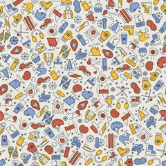 Winter active recreation and sports vector pattern