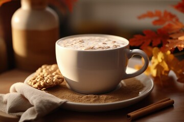 Oat Milk Latte with Grated Chocolate and Oatmeal Cookies