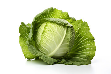 Fototapeta premium Green cabbage vegatable on white background