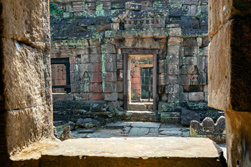 Fototapeta na wymiar Ancient Khmer architecture. Angkor Wat complex, Siem Reap, Cambodia travel destinations