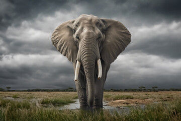 Fototapeta na wymiar the lone elephant