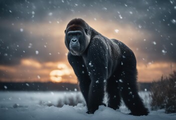 The lone gorilla - obrazy, fototapety, plakaty