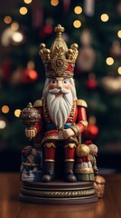 Fototapeta premium A figurine of a king sitting on a table